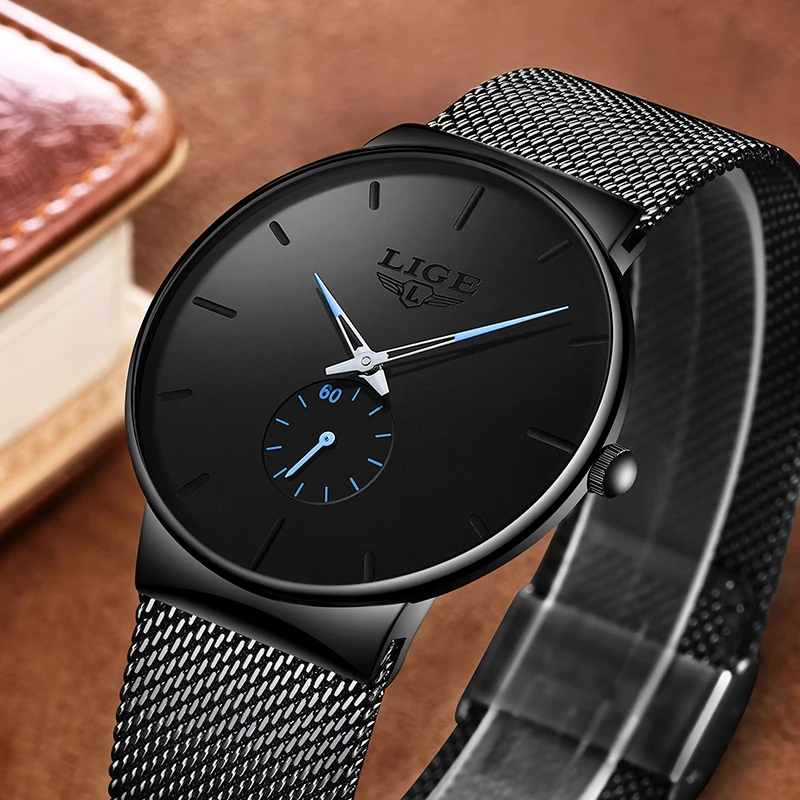 LIGE Топ люксовый бренд ультра тонкие деловые кварцевые часы мужские повседневные