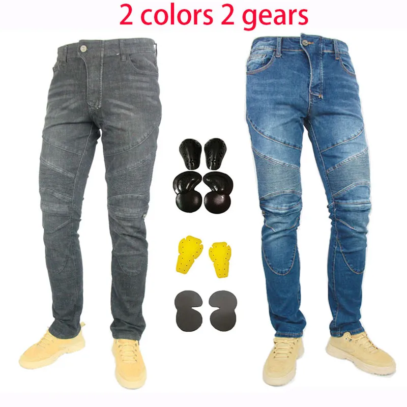 

4 Seasons Motorcycle Leisure Motocross Pants Outdoor Riding Jeans With Knee Zipper Design To Hide The Anti-fall Protector