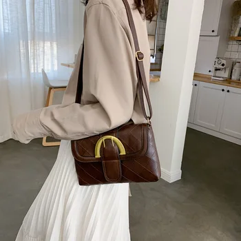 

Women Fashion Solid Shoulder Vintage Totes Bags PU Leather Travel Zipper Fashion Women Handbag Leather for Female