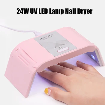 

24W Nail Dryer UV Lamp 12 LEDs USB Fold Curing all Gels Polish Pink Black Ergonomic Design Nail Art Cure Tools Portable
