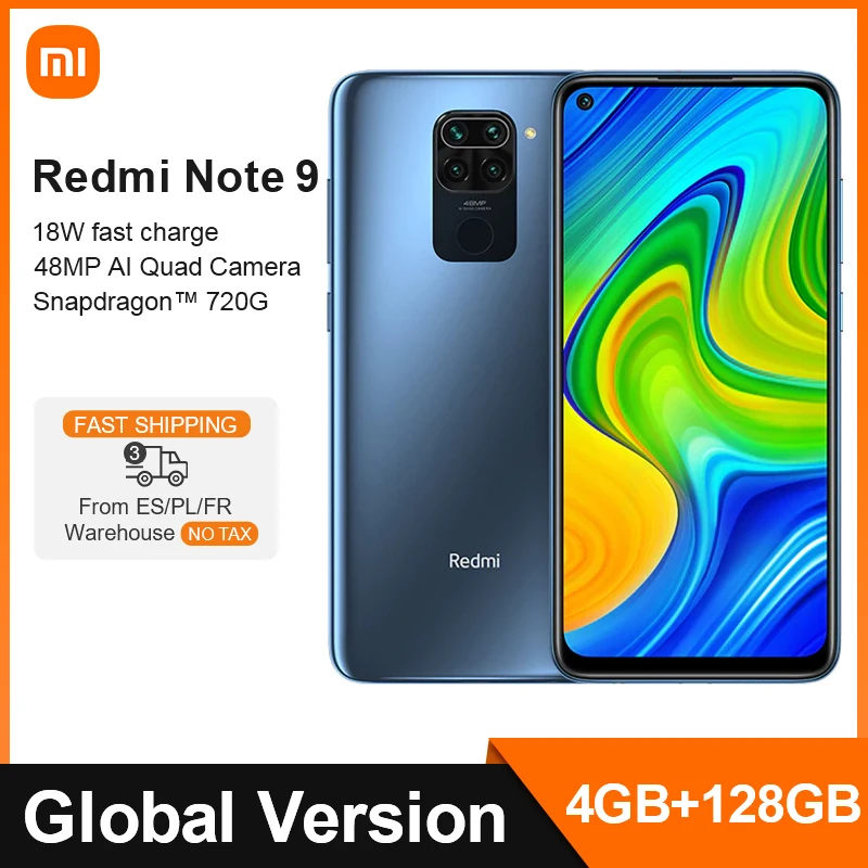 Xiaomi-Smartphone Redmi Note 9, versión Global, 4GB y 128GB, Helio G85, ocho núcleos, cámara cuádruple de 48MP, pantalla táctil de 6,53 pulgadas, 5020mAh