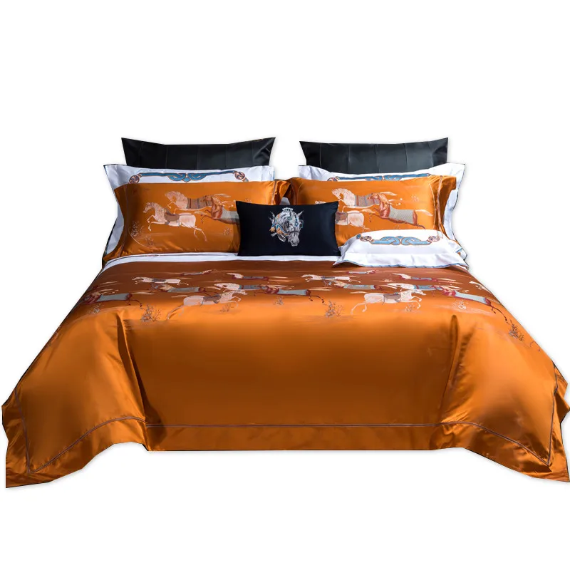 

High-End Embroidery Silk Four-Piece Set Heavy Yarn-Dyed Mulberry Silk Kit High-End Silk Bedding comforter bedding sets