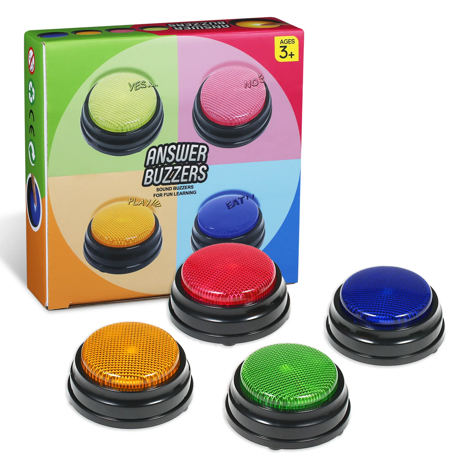 Squeeze LED Recordable Talking Sound Button Game Buzzer Kid Interactive Toy Fun 