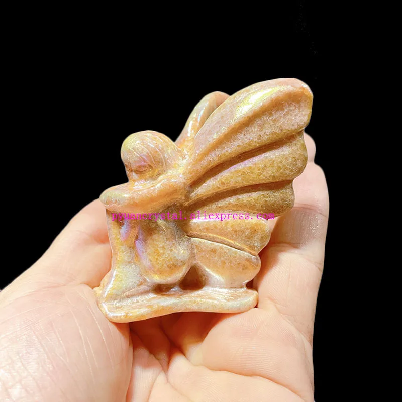 Aura Natural Jade Stone Carving Crystal Butterfly Fairy Quartz Figurine  Healing Crystals For Aesthetic Room Decor Luck Gifts