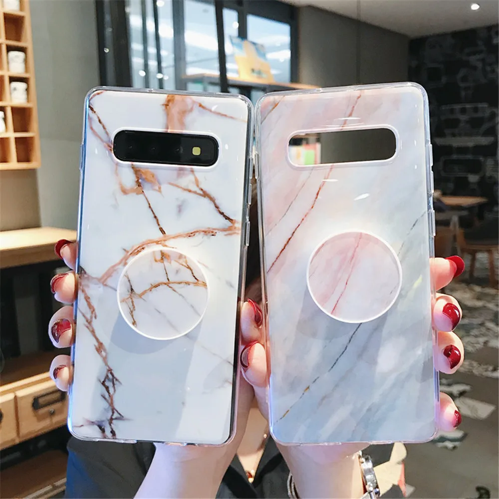 Мраморный чехол для Samsung A50 мягкая задняя крышка из ТПУ S10 LITE S10PLUS чехол-держатель с