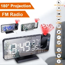Reloj Despertador Digital con Proyección LED, Dispositivo Electrónico para Mesilla de Noche del Dormitorio con Radio FM y Proyector de Tiempo