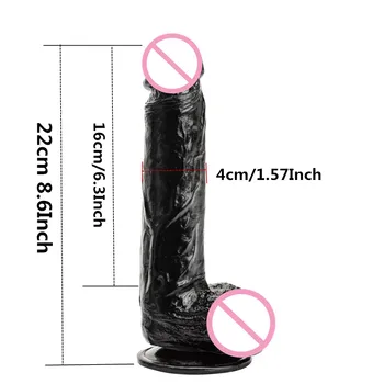 Black Realistic Big Dildo Flexible Penis Dick With Suction Cup Strap-on Female Masturbation Strapon Dildo For Women (22cm) 2