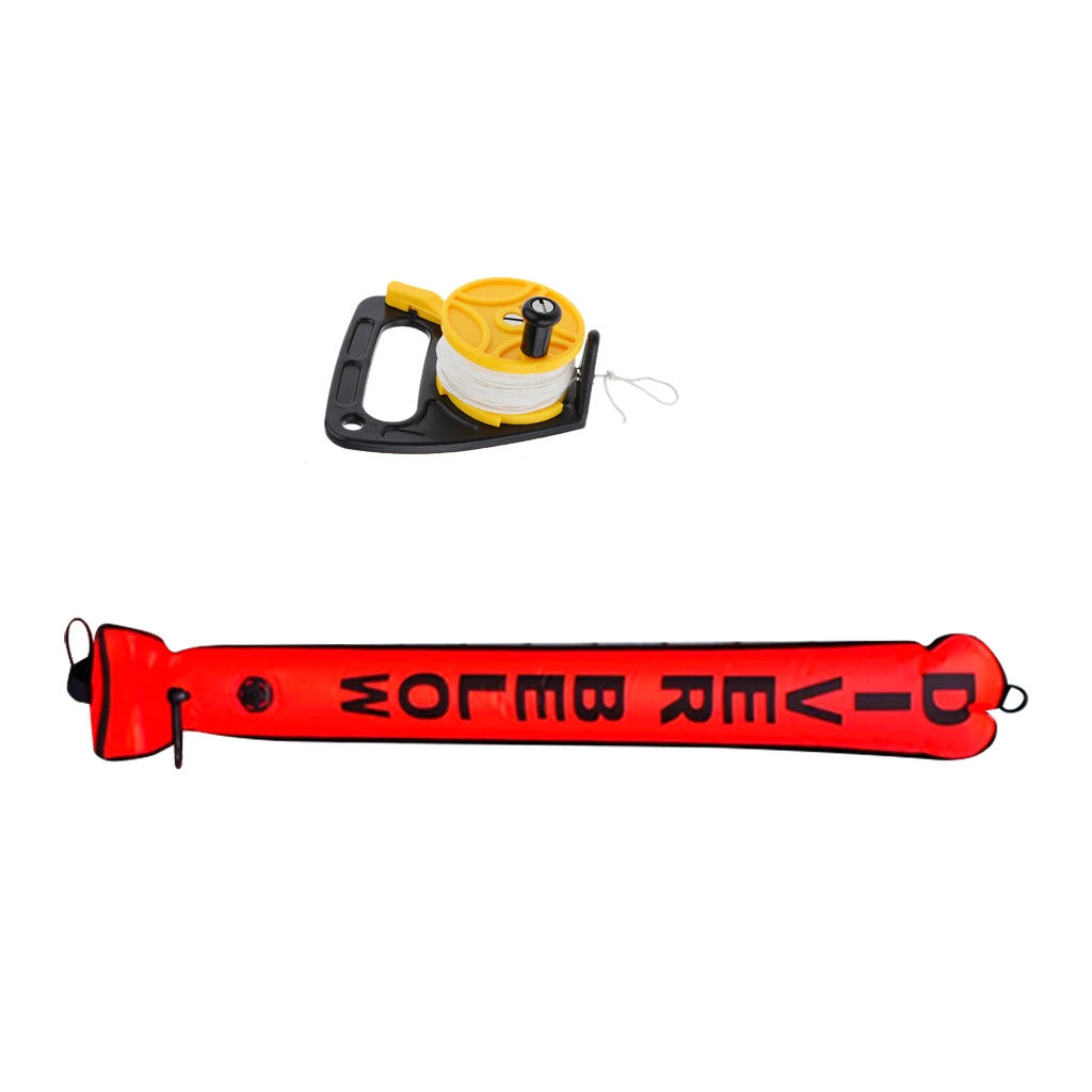 Deluxe Orange 4FT Safety Scuba Diving Diver Below SMB Surface Marker Buoy & Dive Wreck Reel Line Handle