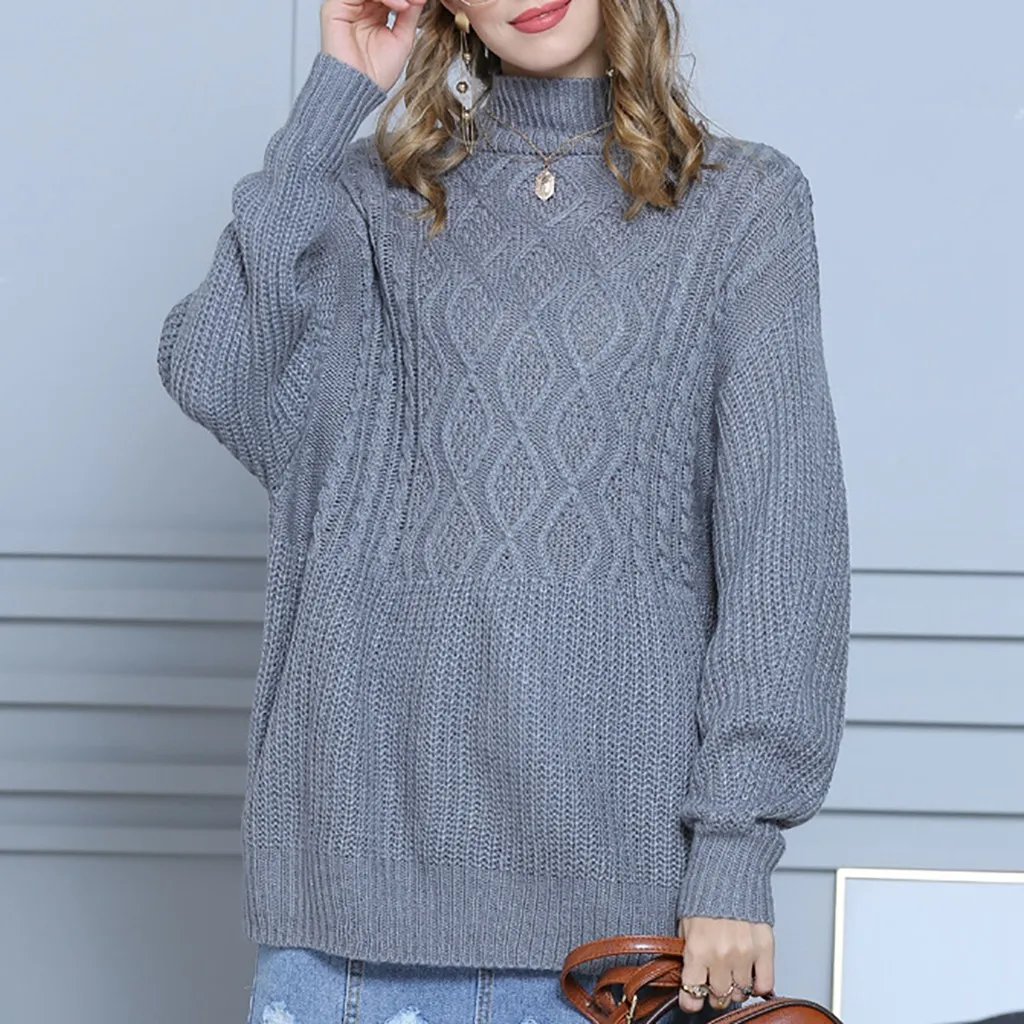 Pull femme nouveaute зимний женский свитер с круглым вырезом и длинным рукавом, Одноцветный вязаный свитер, Повседневный свитер Джерси mujer truien