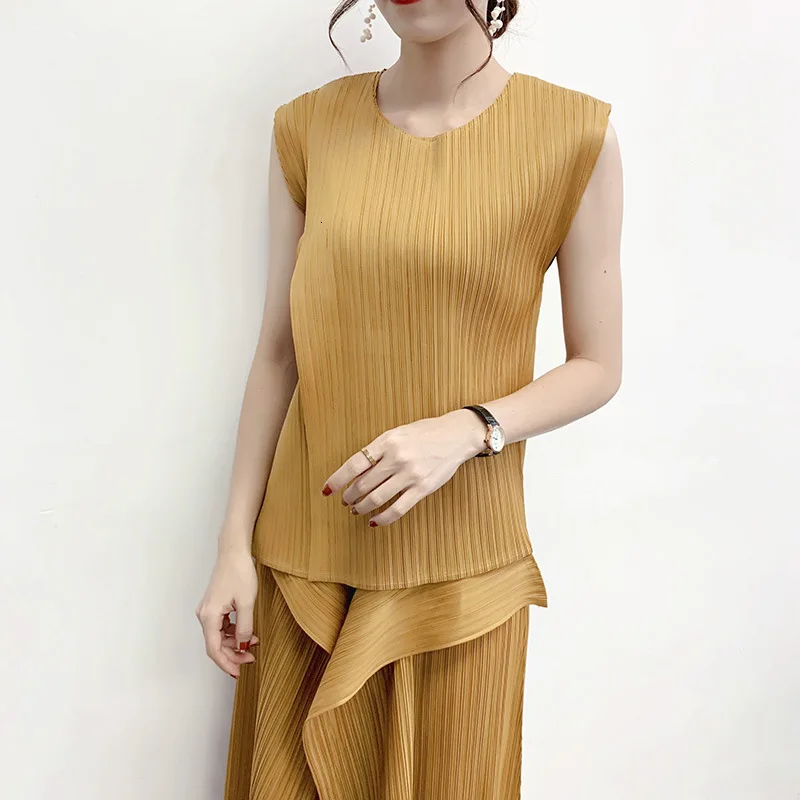 Ginger top LAANMREM, модные новые топы без рукавов+ свободные штаны, два предмета, женские штаны, комплект-двойка YH681 - Цвет: Ginger top