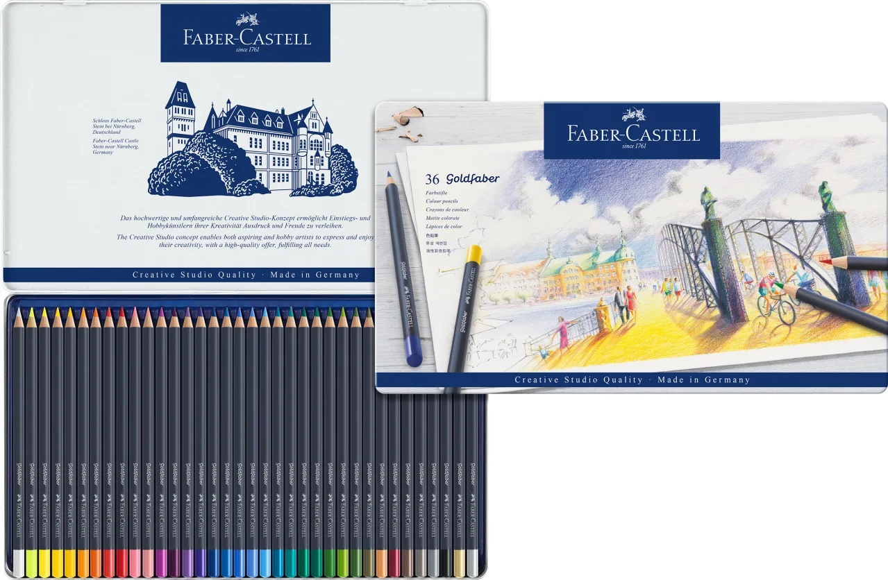 Faber Castell голубая жестяная коробка фотокарандаш 12/24/36/48 разноцветные