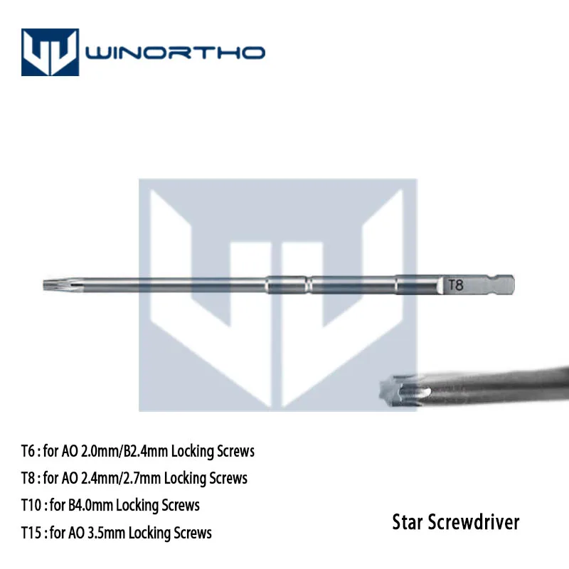 Veterinary Surgical Instruments Hex Screw Driver shaft AO QCK Connect surgical equipment Veterinary orthopedics Instruments T6/T8 Star screwdrivers hexagonal