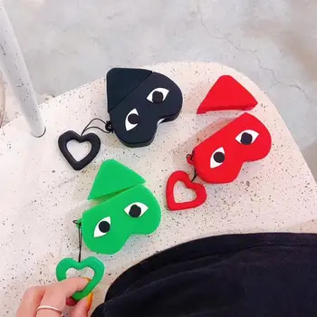 

Cute Love Glasses Pattern Soft Silicone Protective Cover Shockproof Case Skin with Lanyard for Airpods 1/2 Charging Box Accessor