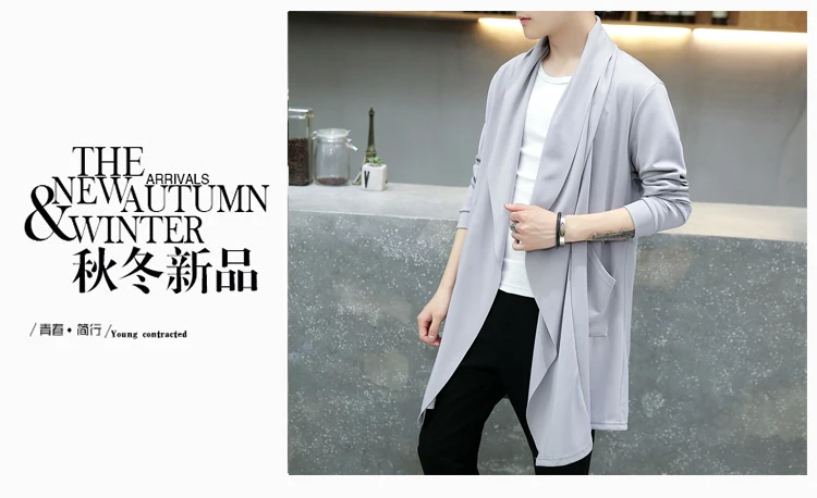 Spring autumn Korean style vintage long trench coat man gothic hooded cloak punk hip hop casual jacket cape homme