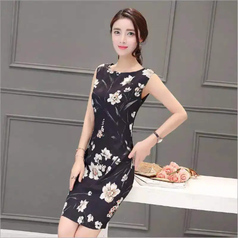 

Summer Wear New Style WOMEN'S Dress-Style Elegant Short Sleeve Slim Fit Slimming Printed Sheath One-step Skirt Dress