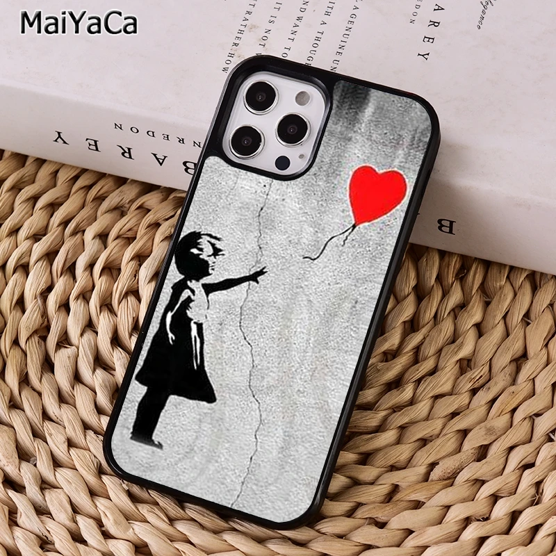 coque iphone 11 Banksy Ballon Girls Red عيدان خشب