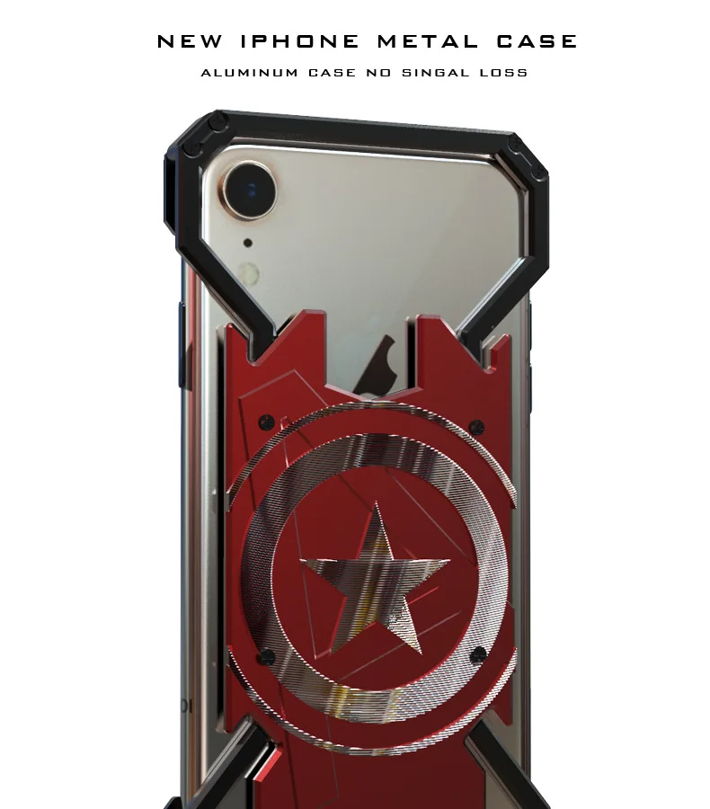 Marvel Капитан Америка алюминиевый сплав чехол для iPhone XSmax Xr XS X 8 7 Plus противоударный защитный бампер чехол для телефона Coque