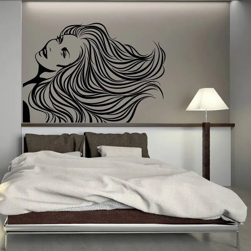 DCTAL Salon Sticker Woman Barber Hair Beauty Spa Decal Haircut Posters Vinyl Wall Art Decals Decor Mural Salon Sticker