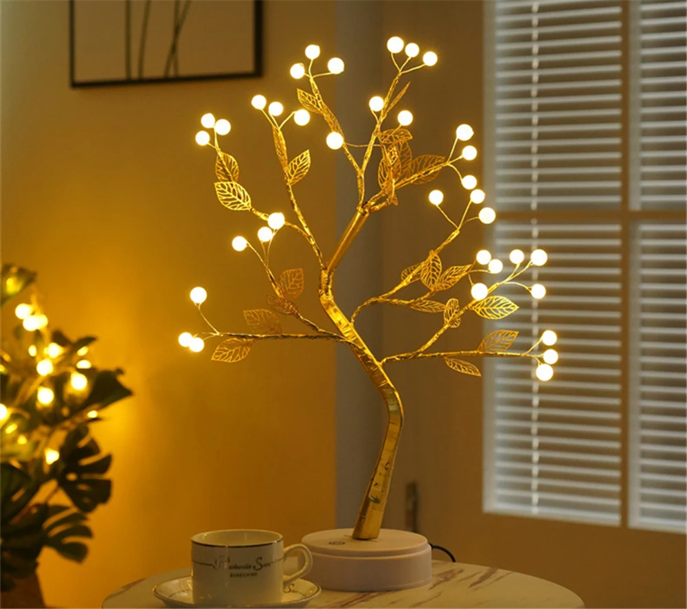 LED Night Lights Mini Christmas Tree Table Lamp Garland Fairy String Light Kid Gifts Home Indoor Room Decor Christmas Decoration