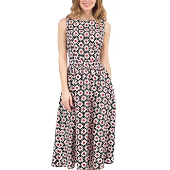 

2020 Women's Bohemian Printed Sleeveless Slim Dress Women Summer Vintage Dresses 50s 60s