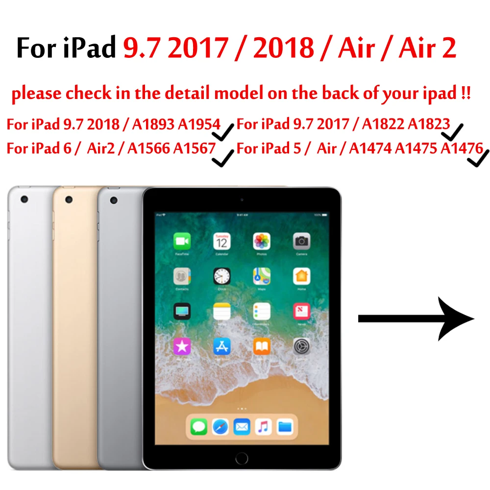 Чехол для ipad Pro 10,5/Air 3 со слотом для ручки Smart Cover для ipad 7th 10,2 чехол Funda для ipad 9,7 6th 5th Generation - Цвет: For iPad 9.7