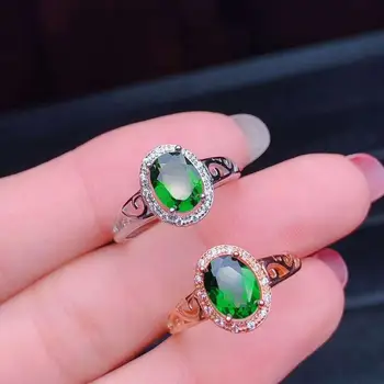 

Free shipping Natural And Real Diopside ring 925 sterling silver Fine jewelry For men or women