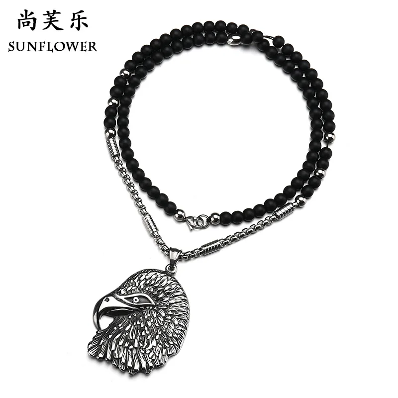 

AliExpress MAN'S Stainless Steel Necklace Punk Rock And Roll Eagle Pendant Cool Large Eagle Head Animal Necklace