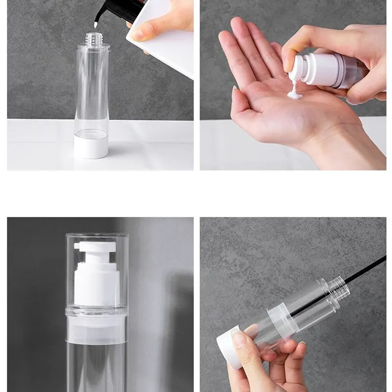 Bathroom Travel Cosmetic Package Cream Container Empty Airless Pump Plastic Bottles Vacuum Pressure Emulsion Bottle 30/50/100ML