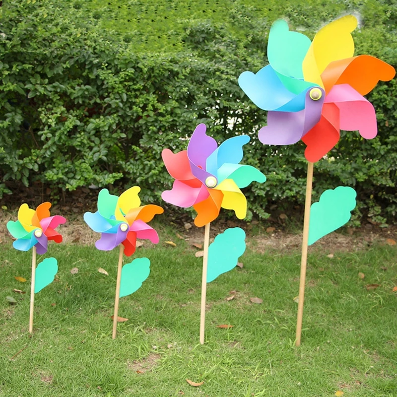 24cm Wood Garden Yard Party Windmill Windspinner Ornament Outdoor Decorations for Garden Kids Toys