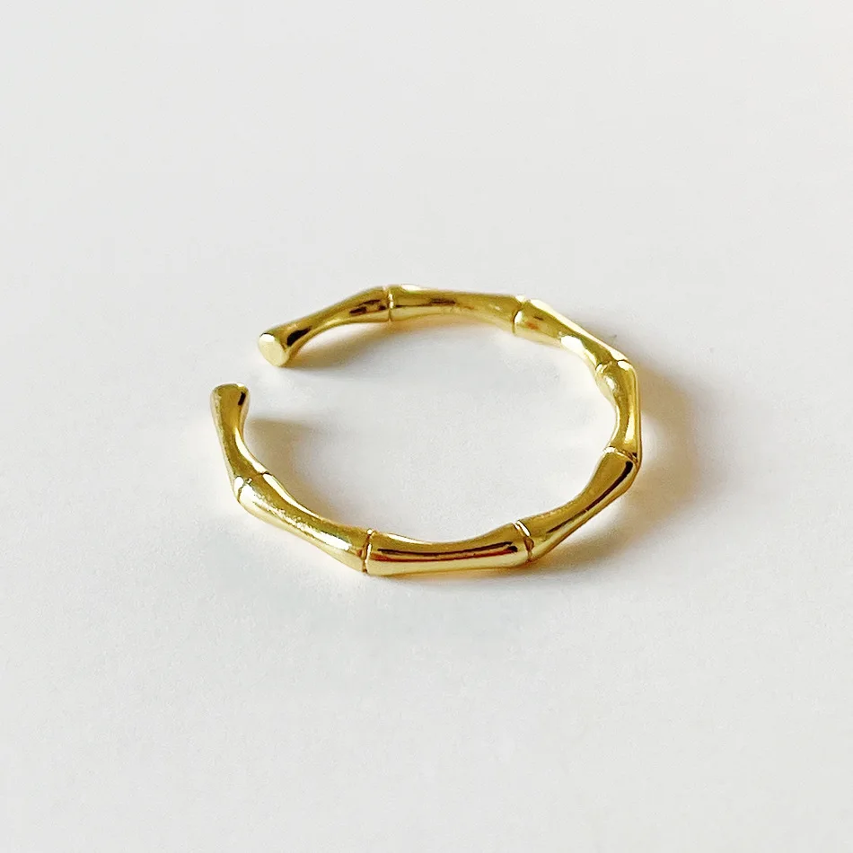 Real 100% 925 Sterling Silver Ring Personality Trendy Temperament Adjustable Bamboo Joint Aestethic Elegant Jewellery | Украшения и