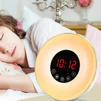 

Fm Radio Sleep Time Display 7 Color Led Night Lights Usb Power Supply Six Natural Sounds Digital Alarm Clock