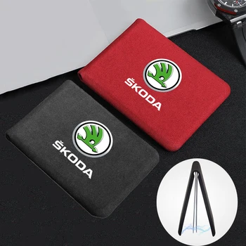

Car Leather Driver's License Package Card Clip Storage Bag for Skoda Logo Tour RS Fabia Rapid Octavia 2 A7 Kodiaq Karoq Superb
