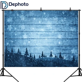 

Dephoto Christmas Photography Backdrop Winter Snow Wood Pine Tree Snowflake Forest Background Decoration Photo Studio Props