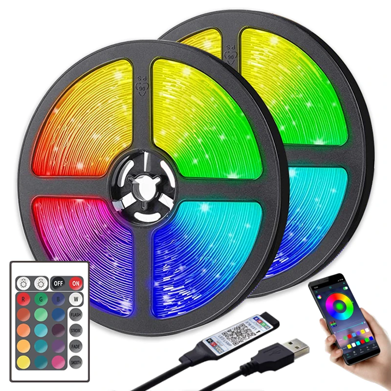 Светодиодная лента Fita RGB 2835 Luces гибкая для ламп DC5V Bluetooth инфракрасное управление