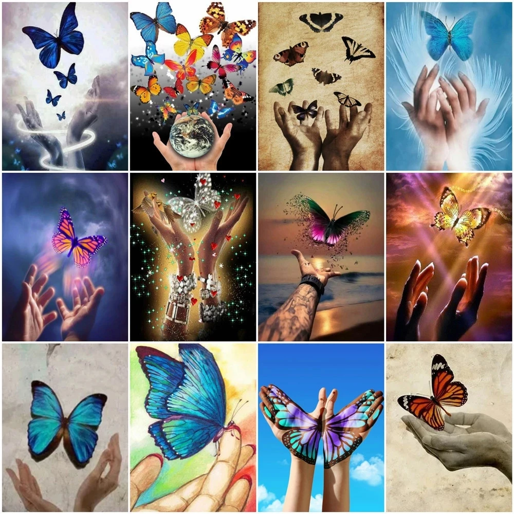 5D алмазная живопись С Рисунком бабочки, цветы, пейзаж, крест, картина, алмазная живопись, искусство бриллиантов