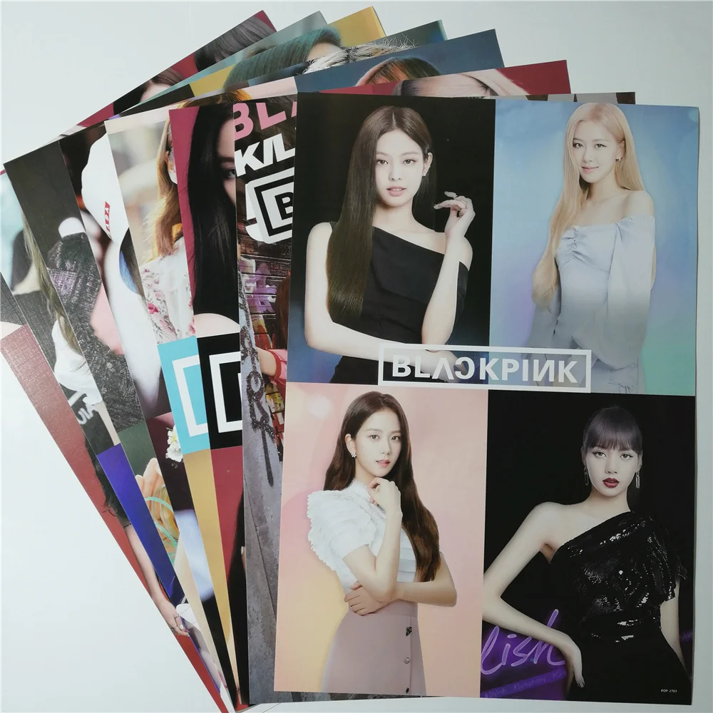 8*(42x29 см) новые черно-розовые плакаты наклейки на стену подарок kpop корейские девушки JISOO Роза Дженни Лиза