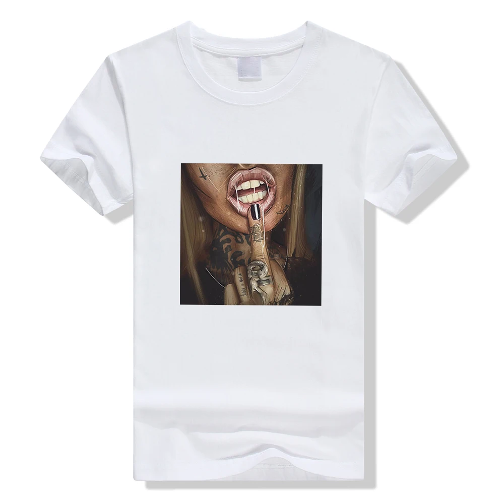 

Sexy woman print T-shirt fashion Harajuku summer female T-shirt young girl short-sleeved round neck T-shirt fashionable Tumblr