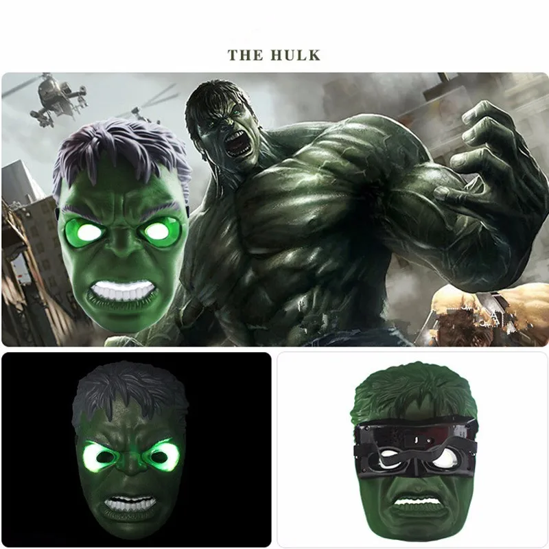 

100pcs/lot LED Glow Batman Masks Spiderman America Captain Iron Man Hulk Star Wars Mask Halloween Party Superhero Masks