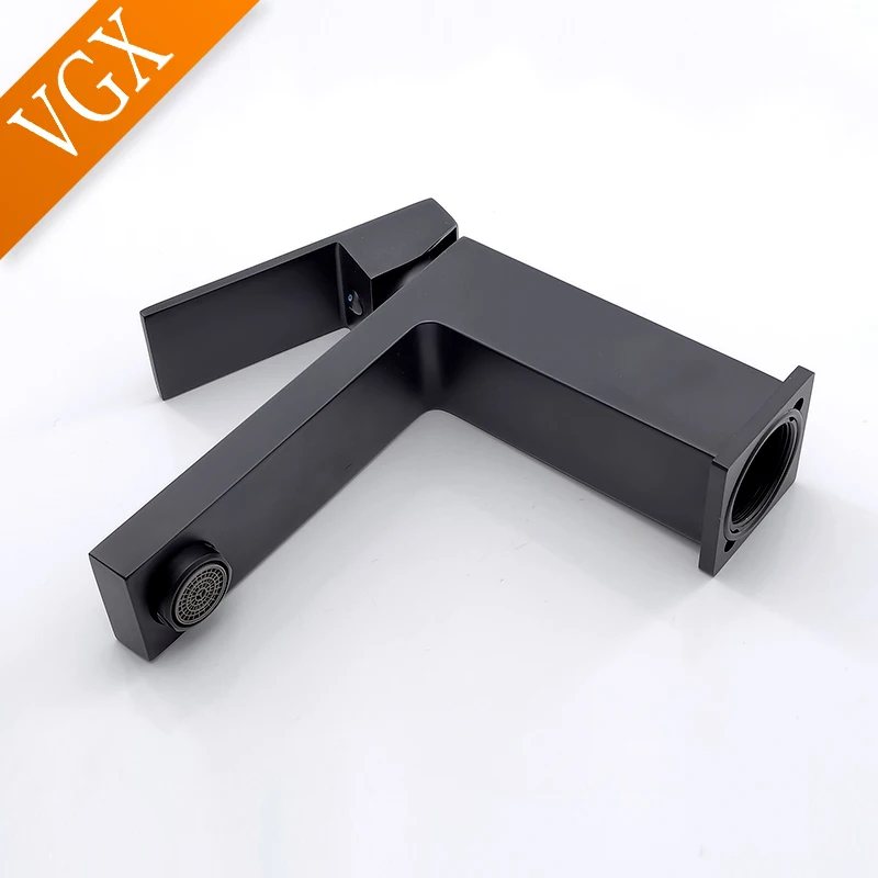 Bathroom Basin Mixer Sink Faucet Hot Cold Water Faucet Square Tapware Bathroom Brass Chrome Black