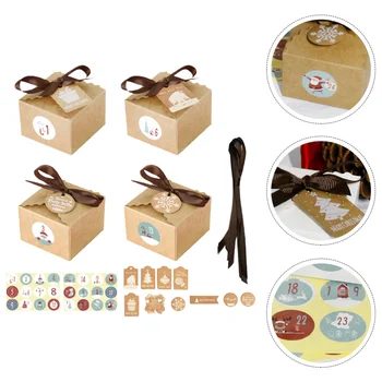 

1 Set Christmas Kraft Paper Box Set Xmas Day Candies Boxes Retro DIY Gift Boxes