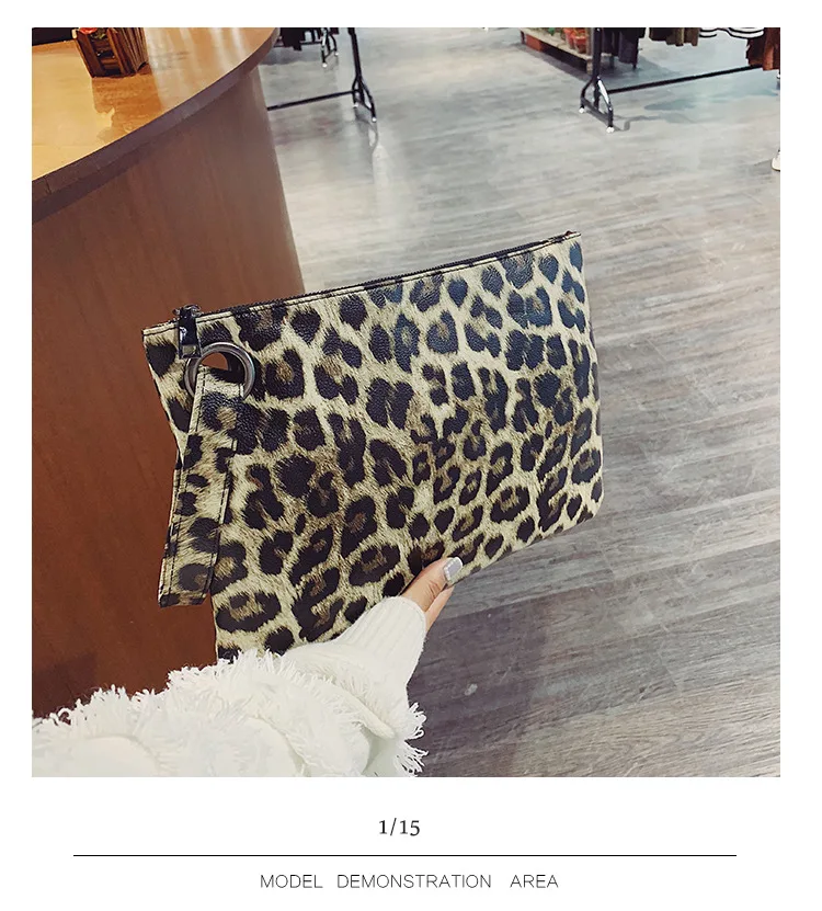 Casual Bags for Women Animal Print Leopard Clutch Female Fashion Design Leather Wallet Messenger Bag Ladies Elegant Handbag