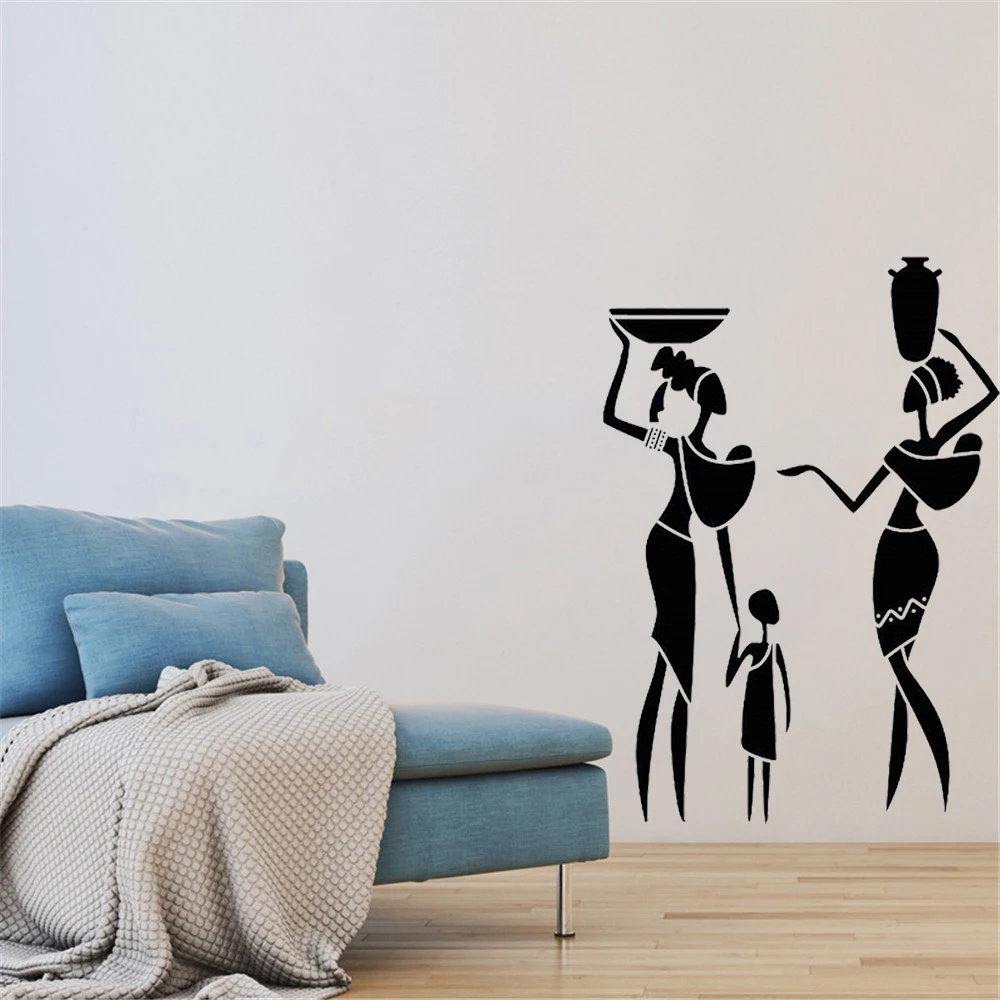 

Vinyl Wall Sticker House Decoration African Family Muursticker Women and Child Art Wall Decal Africa Stickers Mural Design