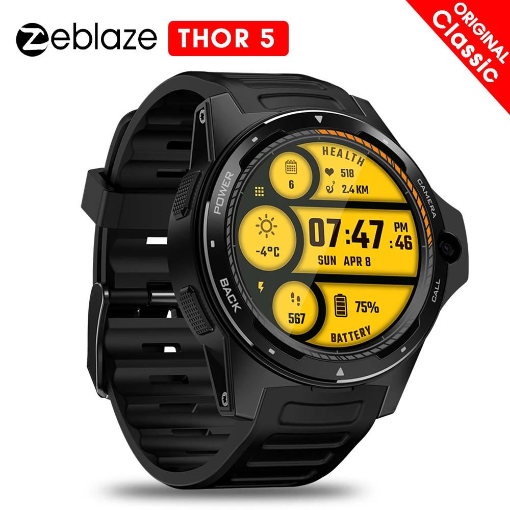 Zeblaze THOR 5 4G LTE Смарт-часы Android 7.1.1 2 ГБ + 16 Гб 1 39 &quotAMOLED экран 454*454 двойные чипы 8.0MP