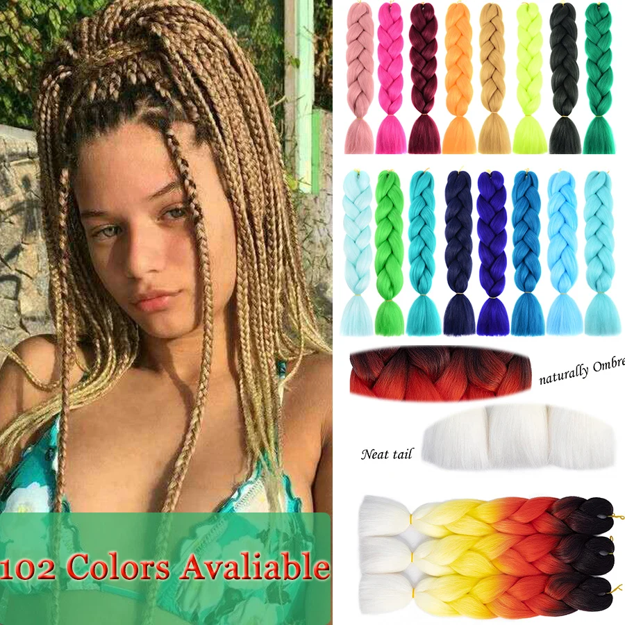

24'' Synthetic Braiding Crochet Hair Ombre Jumbo Braids Synthetic Hair Extensions High temperature Fiber Yaki Hair Bundles