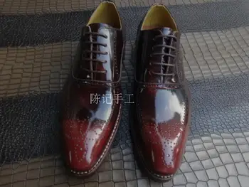 

Shoes Customize Shoes for Men Male Solid Handmade Bright Surface Rub Color Style Pointed-toe Business Formal Wear Cattle Leather