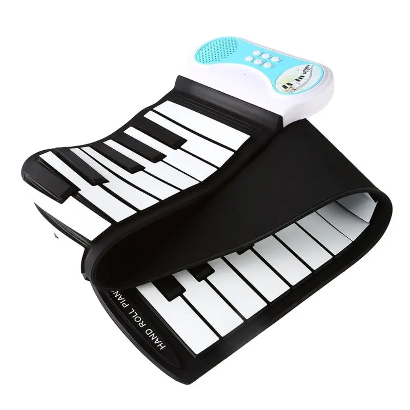 Портативное фортепиано с электронной клавиатурой с 37 клавишами, гибкая детская клавиатура для фортепиано с динамиком для начинающих мальчиков и девочек синего цвета