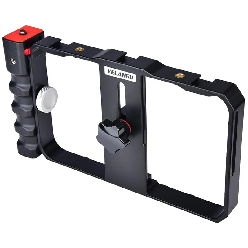 

YELANGU Pro Smartphone Video Rig Filmmaking Case Phone Video Stabilizer Grip Mount for IoPhone Xs Max XR X 8 Plus Saemsung Huawa
