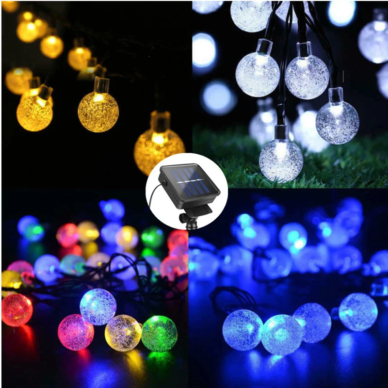 20/30/50 LED Solar Power Retro Bulb String Lights For Outdoor Garden Fairy Lamp 