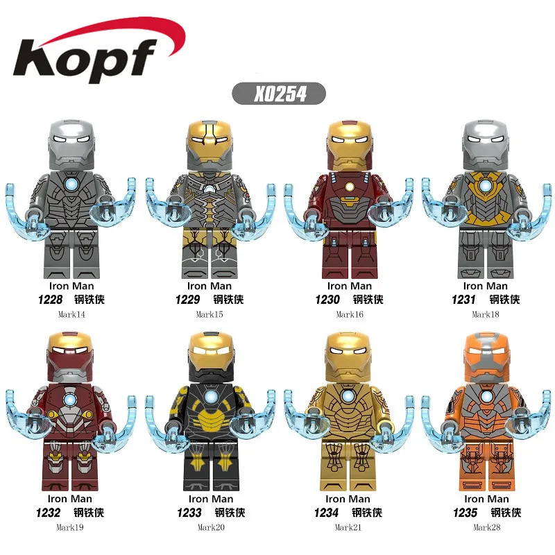 

Single Sale Building Blocks Super Heroes Bricks Iron Man Mark 14 Mark 15 Mark 18 Mark 20 Mark 28 Figures For Children Toys X0254