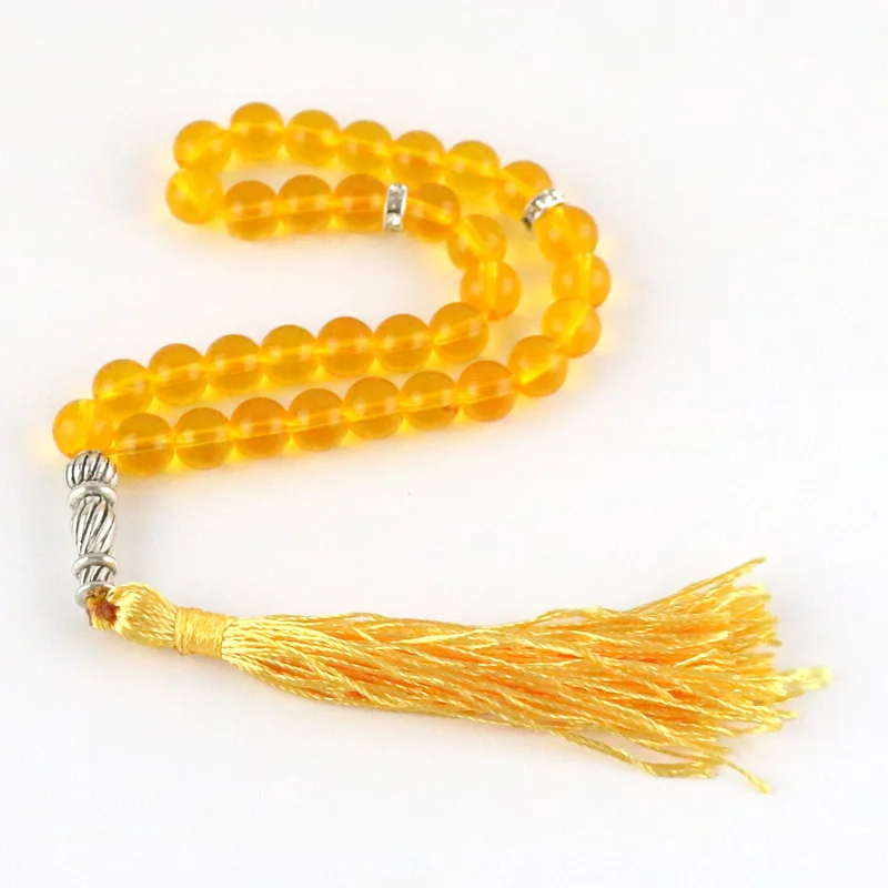 Золотой Haprose 8 мм 33 бусины Кристальные четки Tasbih Tasbeeh Misbaha masbaha allah tespeeh Кристалл удерживающий браслет исламский мусульманский - Цвет: Золотой